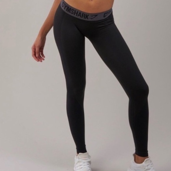 Gymshark Pants - Gymshark Flex Leggings V3 Black Gray Waist Band